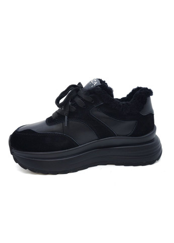 Чорні всесезонні жіночі кросівки зимові чорні шкіряні l-14-11 23,5 см (р) Lonza