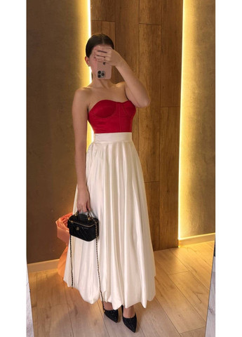 Белая повседневная однотонная женская длинная шелковая юбка KaraMix