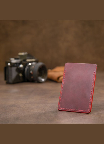 Картхолдер для візиток 1 слот натуральна бордова шкіра (sku_11504) No Brand (330012844)