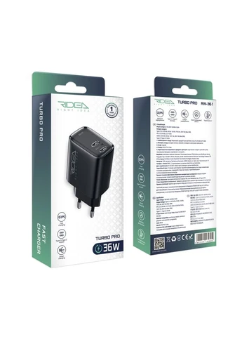 Мережевий Зарядний Пристрій RW-36120 Turbo Pro 2USB-C QC/PD 36W Ridea (364205092)