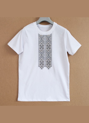 Белая футболка вышитая мужская хлопковая белая Ladan