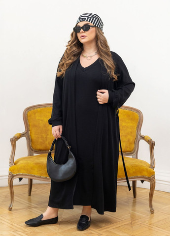 Трикотажний жіночий костюм з кардиганом і сукнею No Brand (381579794)