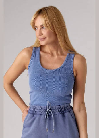 Трикотажная майка в рубчик со рваной окантовкой - розовый Lurex — 297577583