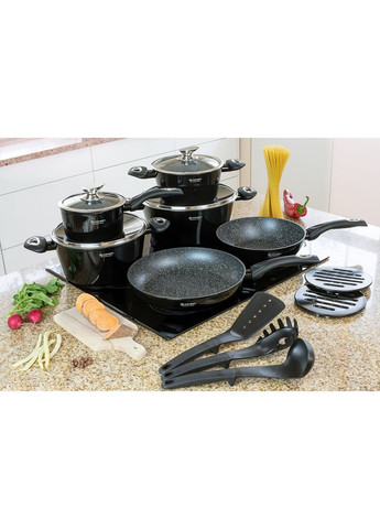 Уникальный набор посуды из нержавеющей стали с мраморным покрытием EB 5611 15 предметов Edenberg (350348985)