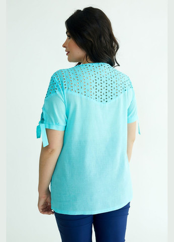 М'ятна літня блуза з батисту та прошви з ажурним візерунком all posa (ap100179p) A'll Posa