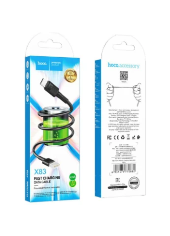 Кабель X83 USB to Micro-USB 2.4A 1m Black (6931474770882) Hoco (334831637)