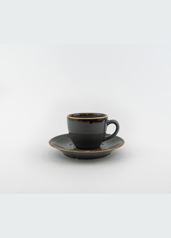 Набір чашка еспресо з блюдцем 12см Seasons Dark Grey 212109 80мл Темно сірий набір для кави Чашка Porland (277949089)