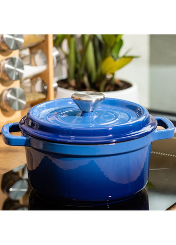 Кокотница чугунная с эмалированным покрытием 2 л, синий Yongkang HP-1-2BL No Brand (360977748)