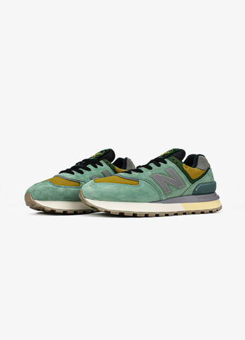 Зеленые демисезонные кроссовки мужские и женские stone island x new balance 574 legacy green | No Brand
