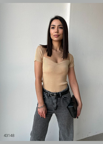 Світло-коричневий демісезонний джемпер жіночий з короткими рукавами джемпер Liton