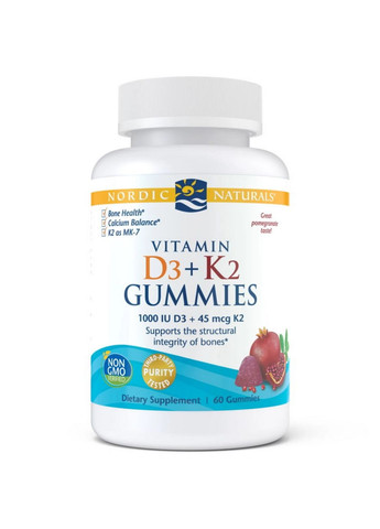 Вітаміни та мінерали Vitamin D3+K2 Gummies, 60 желеєк Nordic Naturals (295898820)
