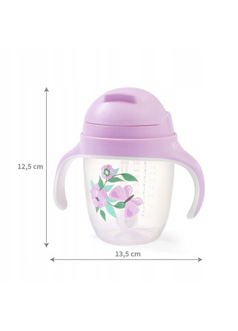 Поилка-непроливайка с отягощенной соломкой и герметичной крышкой Цветочки, 6+, 240 мл () BabyOno 1464/05 (369111552)