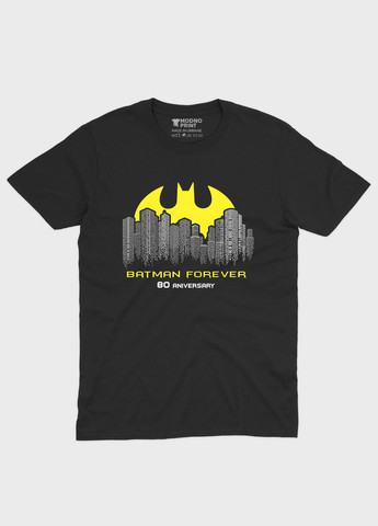 Чорна демісезонна футболка для хлопчика з принтом супергероя - бетмен (ts001-1-bl-006-003-036-b) Modno
