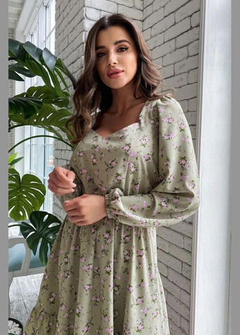 Зеленое повседневный, кэжуал платье с пышной юбкой Seventeen с цветочным принтом