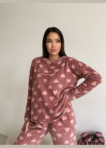 Темно-рожева зимня піжама кофта + брюки Eliz