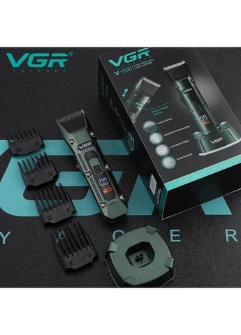 Профессиональная аккумуляторная машинка для стрижения волос V-696 с подставкой и сменными насадками. VGR (370388295)