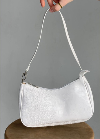 Женская сумка багет 049 рептилия белая No Brand (284116467)