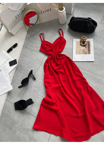 Красное праздничный, повседневный женское платье макси на бретелях а-силуэт Avanti однотонное