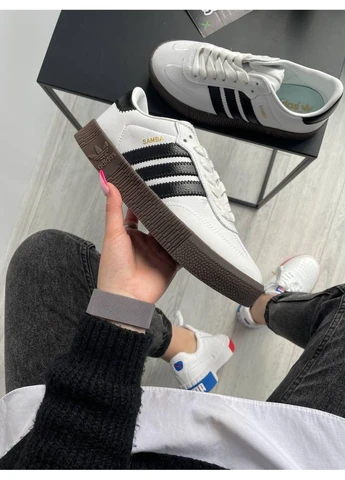 КРОСІВКИ ЖІНОЧІ ADIDAS SAMBA WHITE BROWN АДІДАС САМБА БІЛІ No Brand білі демісезони (391956609)