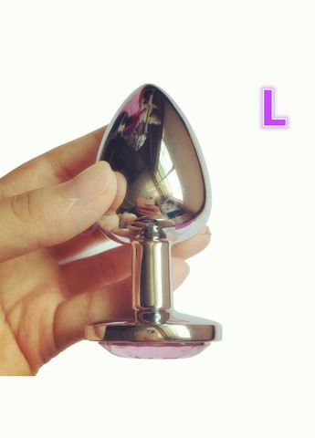 Анальна пробка L 4 см сталева із круглим каменем Swarovski SUPER BIG Plug дуже велика Фіолетовий Focus (303881570)