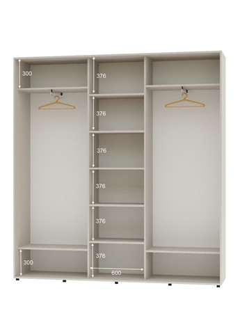 Шафа-купе тридверна 230*45*240 Кашемір ДСП/Дзеркало/ДСП ШК-04 Алекса (360477356)