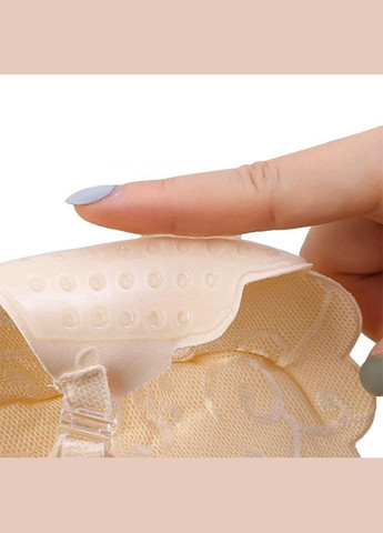 Бежевый бюстгальтер-невидимка fly bra g00d89 a с эффектом рush up без бретелей кружевной лиф 13шт Lesko