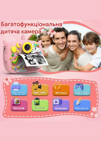 Детский фотоаппарат с мгновенной печатью Единорожка JE-5559 фиолетовый No Brand (337177401)