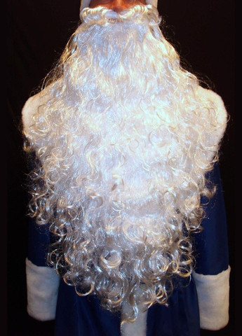 Борода біла 75 см 190 г Св. Миколая/Санта Клауса/Діда Мороза/старця/чаклуна - ВІЛЬНА No Brand (370135550)