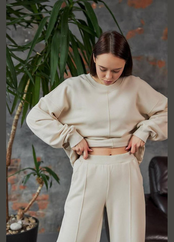 Спортивний костюм жіночий світшот та штани прямі 3х-нитка, пудра (М128.3) UMON (315480745)