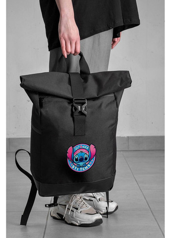 Повседневный Рюкзак Роллтоп Школьный Для Девочки С Принтом Стич Black Without (360641939)