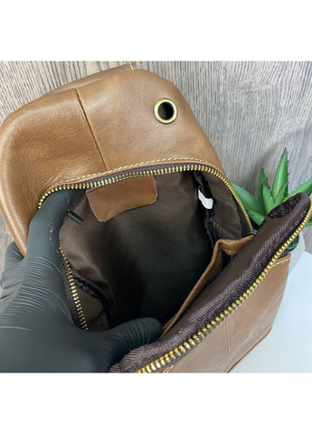 Чоловіча бананка на груди з натуральної шкіри коричнева ProDobro (363221984)