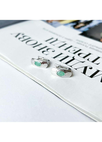 Срібні сережки з натуральним смарагдом 0.8ct (2140726) Silver Breeze (317355810)