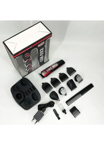 Машинка для стрижки 10в1 GM-592, машина для окантування, підстригальна машинка. Колір: червоний Gemei (365812799)