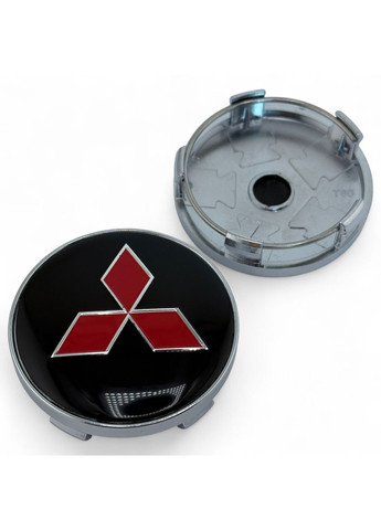Ковпачки в диски Міцубісі заглушки для дисків 60/56 мм Чорні з червоним логотипом (4 шт.) No Brand (364958836)