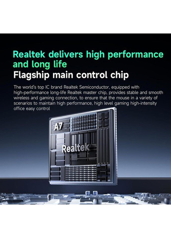 Беспроводная геймерская мышь A7 Ultra, PixArt PAW3950, 42000DPI, Pink, Bluetooth + 2,4G Mchose (370202766)