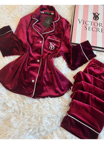 Бордова всесезон піжама viktoria’s secret,турецький бархат,сорочка та штани Україна