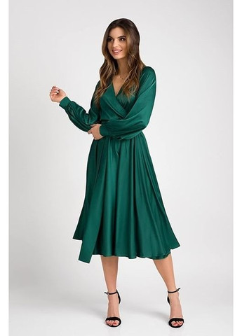 Зелена вечірня плаття на запах, а-силует First Woman однотонна