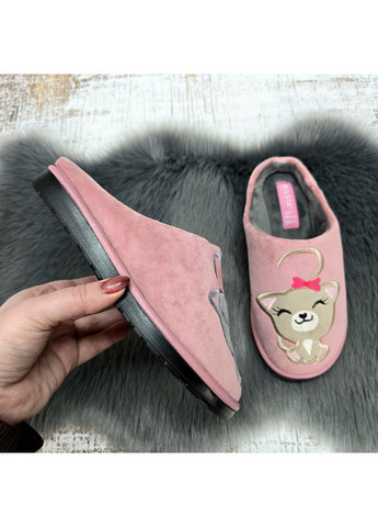 Розовые тапочки женские розовые велюровые с котиками Белста