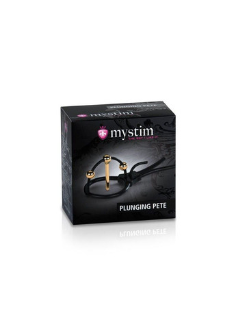 Утяжка для пеніса Plunging Pete, позолочена, з двома кульками і коротким уретральним зондом Mystim (298572716)