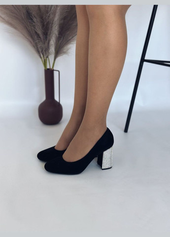 No Brand Жіночі вечірні туфлі на підборах з камінцями еко замш туфлі-човники чорний з штучна замша, — демісезон (315048623)