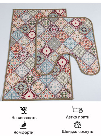 Набір килимків для ванної кімнати та туалету Print 202-2 бежевий No Brand (364969197)
