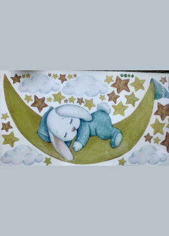 Вінілові наклейки на стіну Зайка спить на місяці (лист 30 х 60 см) Б394-27 No Brand (302242803)