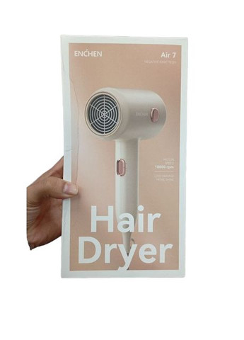 Фен для волосся Hair Dryer Air 7 з потужним двигуном і функцією іонізації 1800 Вт Бежевий Enchen (362666666)