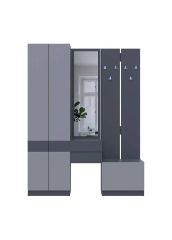 Прихожая Сола (модульная - 3 элемента) / Серая 165х40х215 (DRS-011752) Doros (361998870)