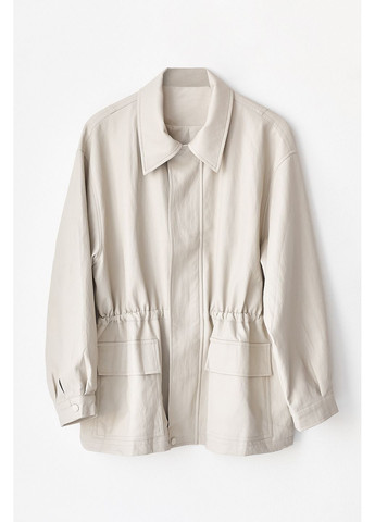 Бежева демісезонна жіноча подовжена куртка No Brand