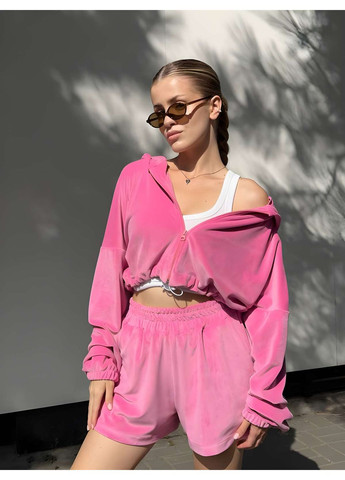 Велюровий костюм шорти + кофта з капюшоном на літо осінь, лимонний жіночий костюм з велюру... Україна (355059367)