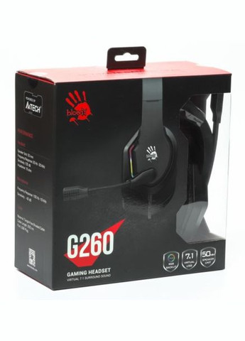Навушники G260 Black ігрові, мікрофон, 7.1 віртуальний звук, підсвічування 7 кольорів, USB Bloody (322538140)