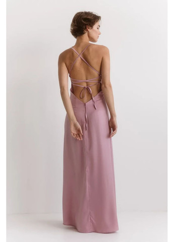 Пудрова сукня довга сатин бретелі змійка 44 пудра Azuri
