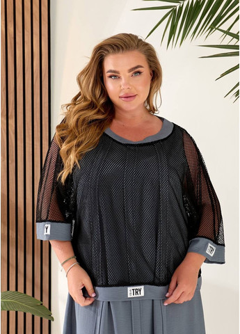 Графітова святковий, повсякденний, кежуал жіноча сукня двійка з сіткою Style Point однотонна