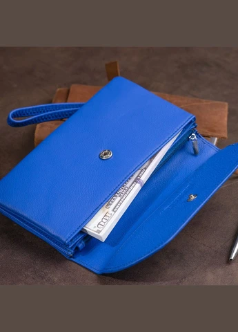 Клатч зі шкіри жіночий 19319 Синій st leather (298566781)